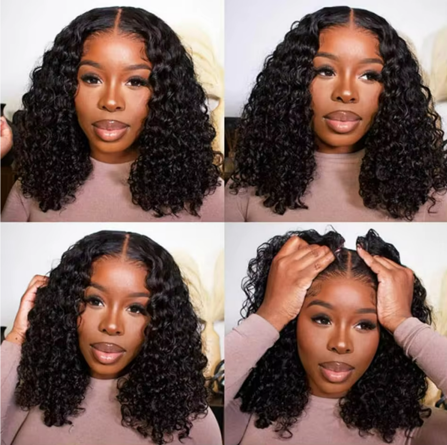 Pre-Plucked Lace Curly Bob Wig 200% Density