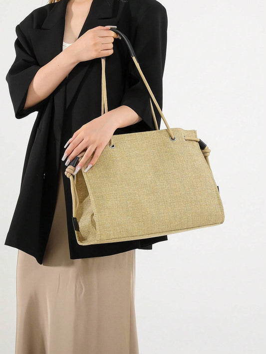 Spacious Lightweight Linen Tote Bag for School, Beach, and Everyday Use