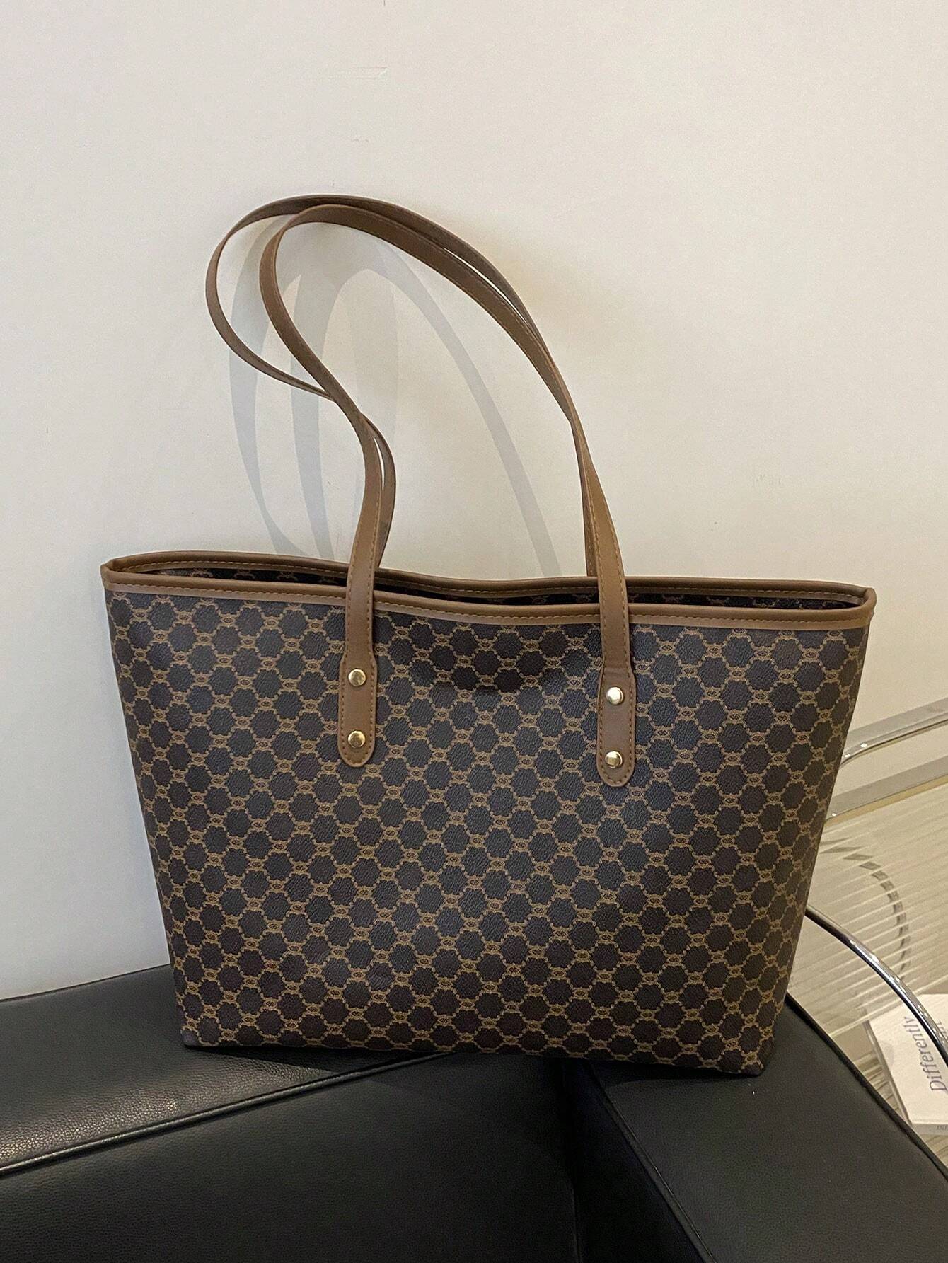 2-Piece Vintage Letter Print Crossbody & Shoulder Bag Set for Women