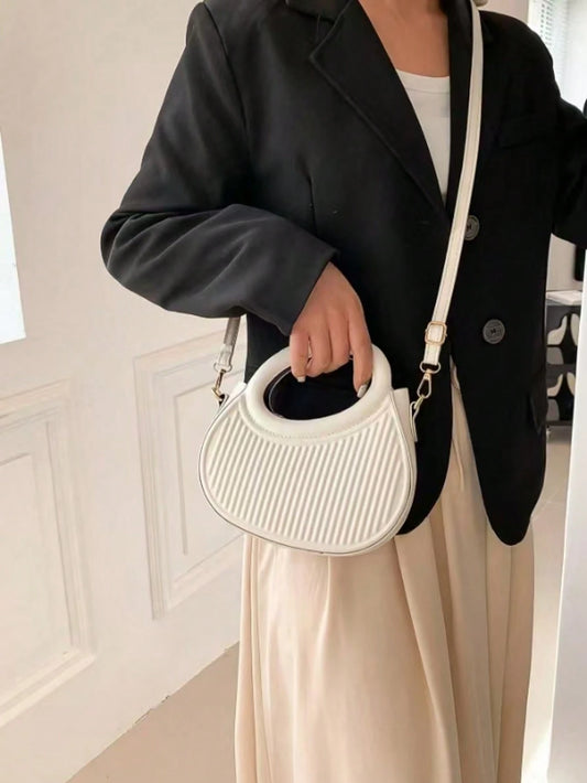 Elegant Women’s Crossbody & Handbag. Striped Embossed Design with Double Handles