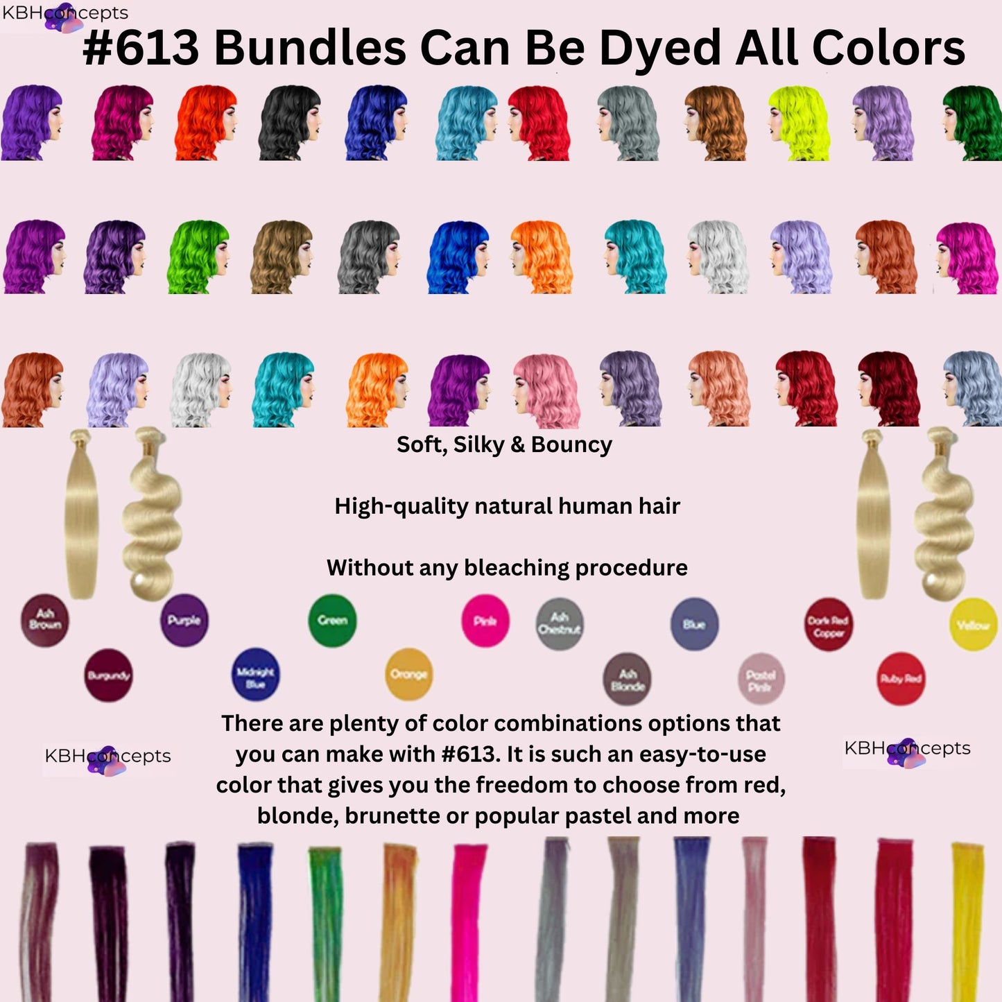 Raw Body Wave Hair Bundles #613 Dye to Any Color-12A Blonde