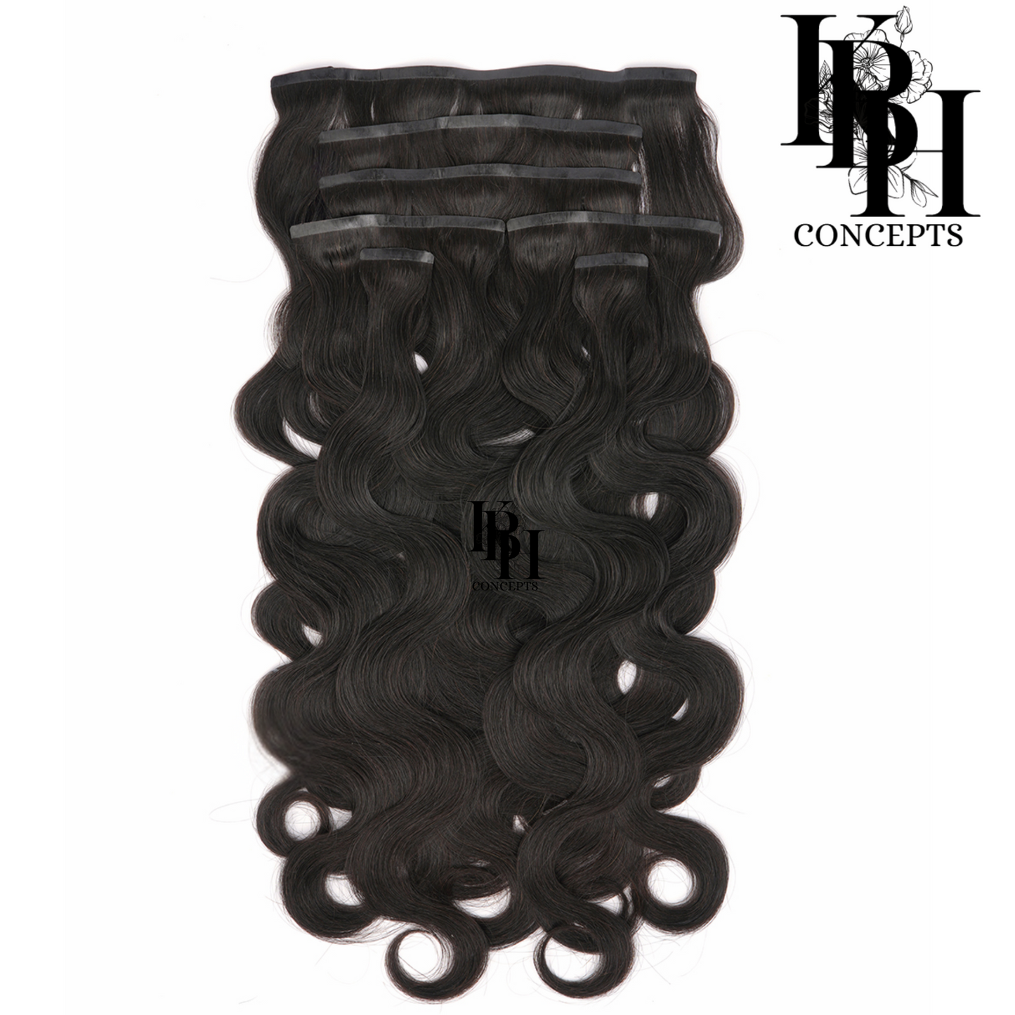 PU Seamless Clip-Ins High Volume Remy Hair Extensions Virgin Human Hair Body Wave for Women Invisible Skin Weft 18Clips Natural Black