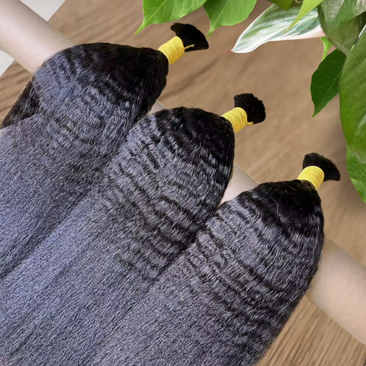 Yaky Straight STANDARD Hair Bulk No Weft Unprocessed Virgin Hair Best For Braiding -12A, Micro Braiding, Boho Braids