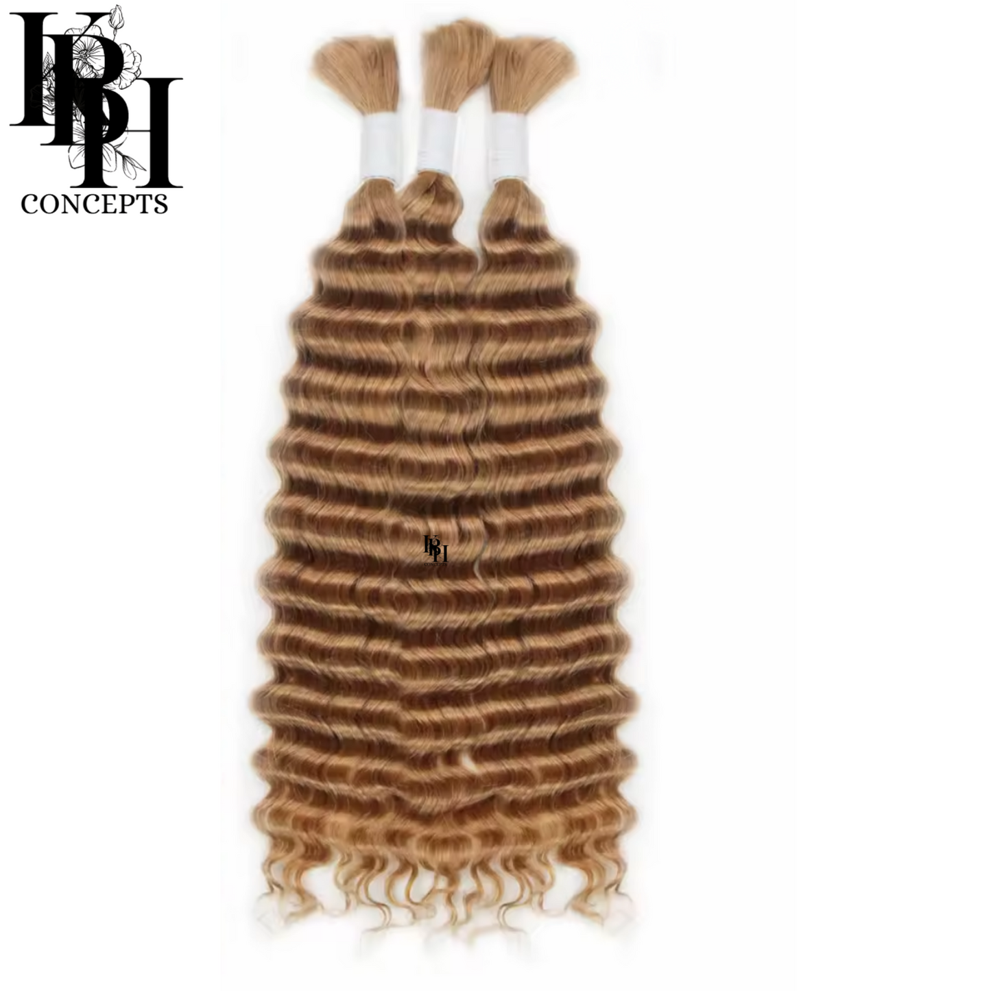 STANDARD Honey Blonde Color 27 Deep Wave No Weft Human Hair 2 Bundles For Braiding Raw Human Hair -12A, Micro Braiding, Boho Braids Bohemian Knotless