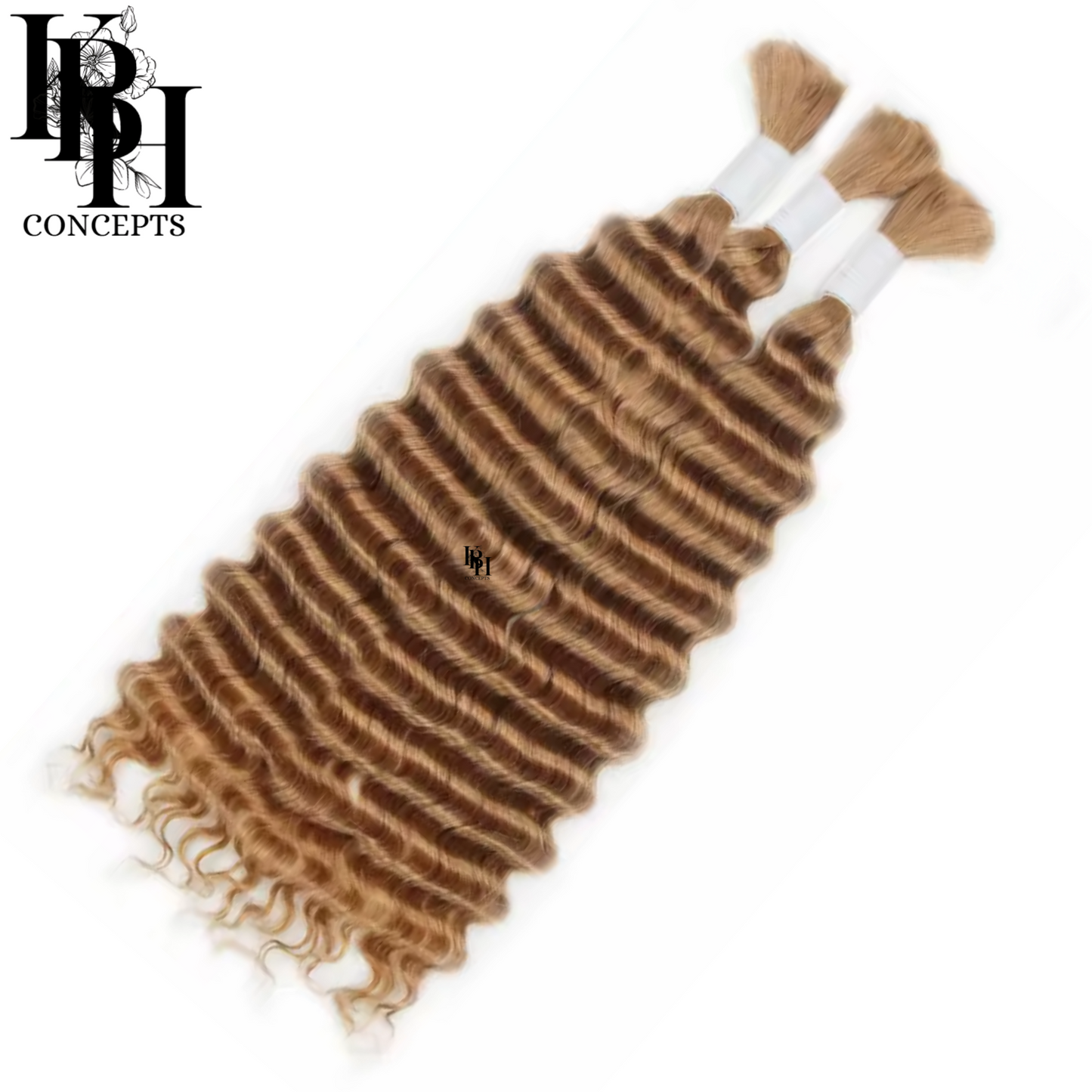 STANDARD Honey Blonde Color 27 Deep Wave No Weft Human Hair 2 Bundles For Braiding Raw Human Hair -12A, Micro Braiding, Boho Braids Bohemian Knotless