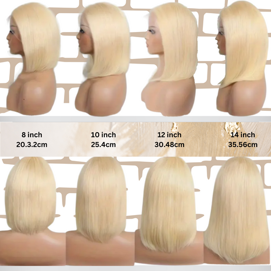 KBHconcepts Pre-Plucked Straight Bob Blonde Wig Human Hair 613 Lace Front Wig 100% Raw Indonesian