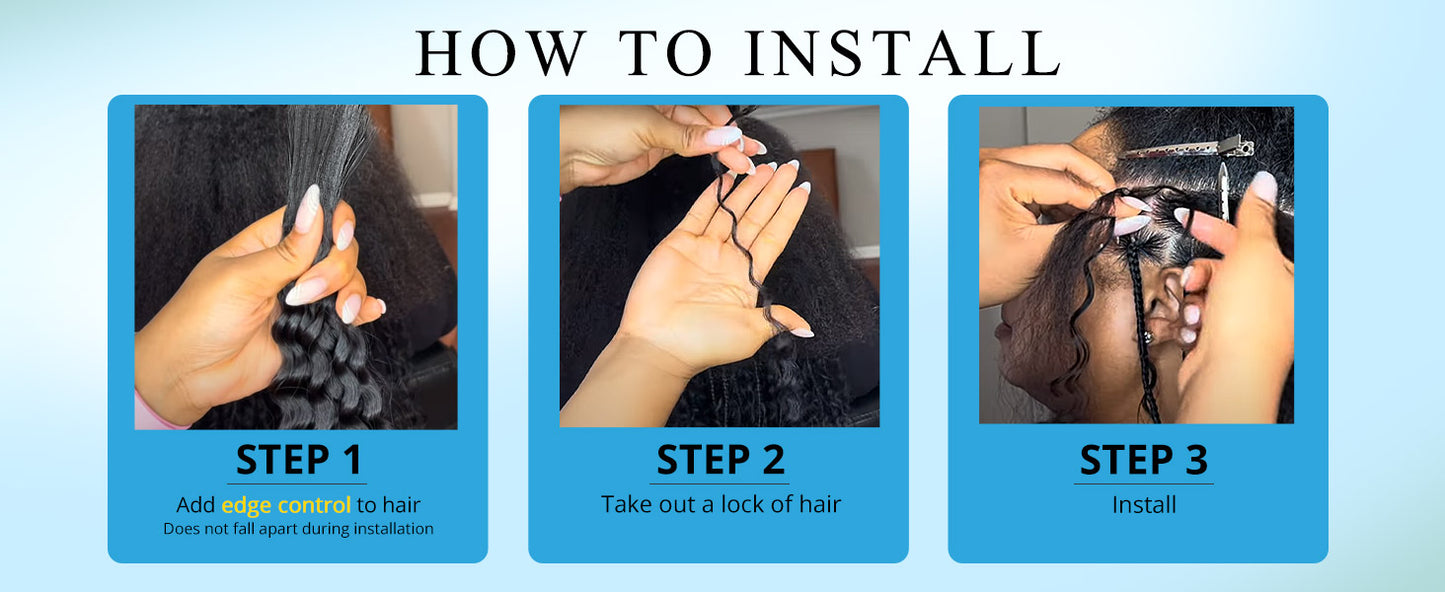 Deep Curly Water Wave Hair Bulk No Weft Unprocessed Best For Hair Braiding -12A, Micro Braiding, Boho Braids