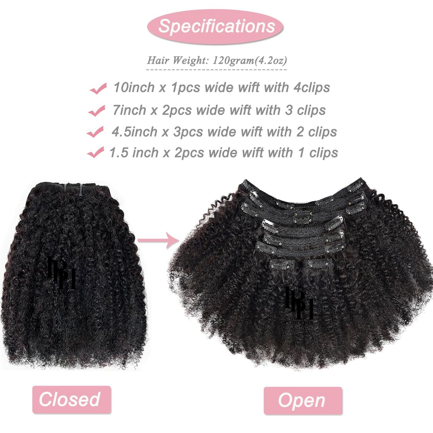 Afro Kinky 10A Curly Clip-Ins Human Hair Extensions For 4B & 4C Texture Natural Hair For Black Women Brazilian Remy Hair With 18Clips