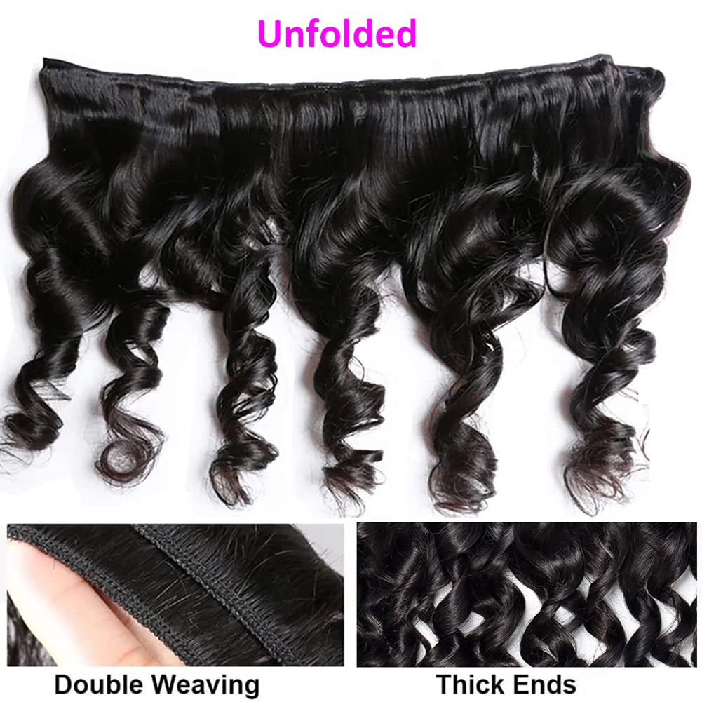 KBHconcepts 10-30 Inch Loose Wave Luxury Virgin Hair Bundles # 1B Natural Black