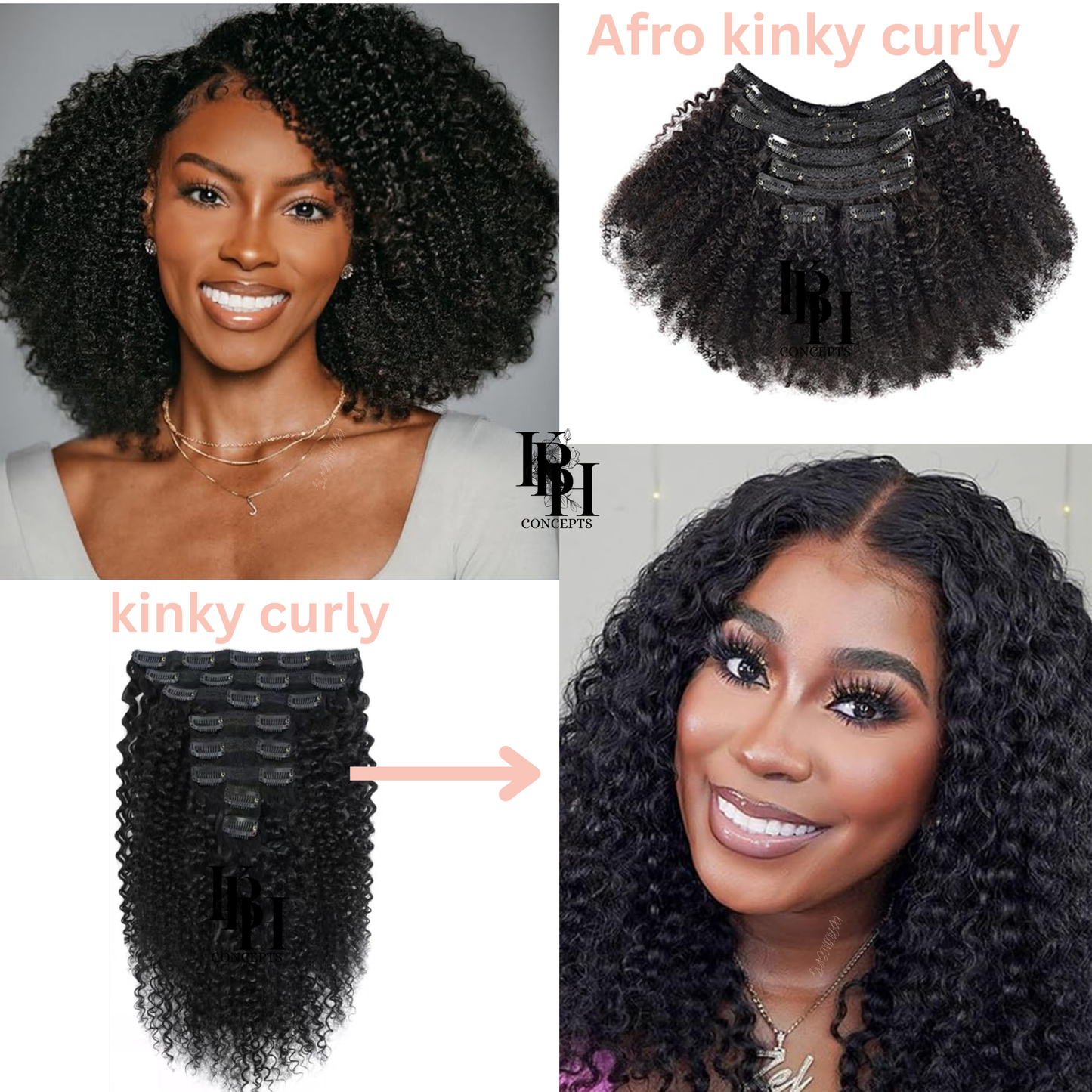 Kinky Curly Clip-Ins Human Hair For 3C & 4A Texture Hair Extensions Full Head for Black Women with 20Clips Natural Black
