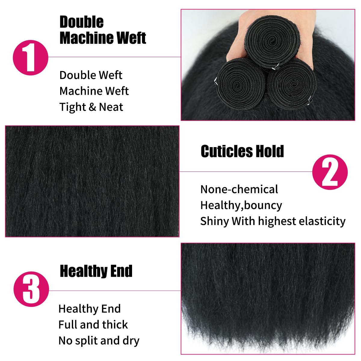 Yaki Straight Brazilian Bundles Virgin 100%Unprocessed Natural Human Kinky Straight Hair Bundles