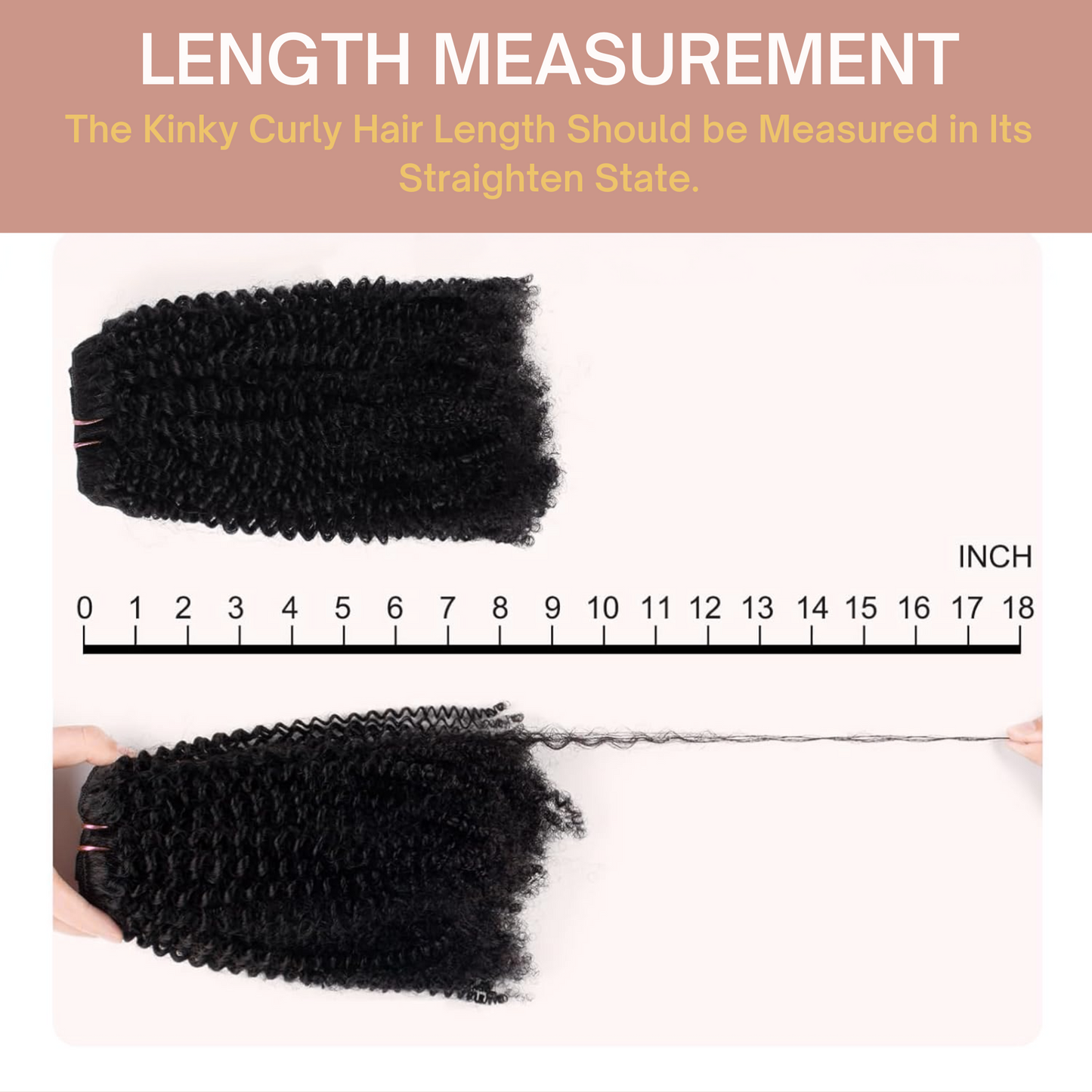 Kinky Curly Clip-Ins Human Hair For 3C & 4A Texture Hair Extensions Full Head for Black Women with 20Clips Natural Black