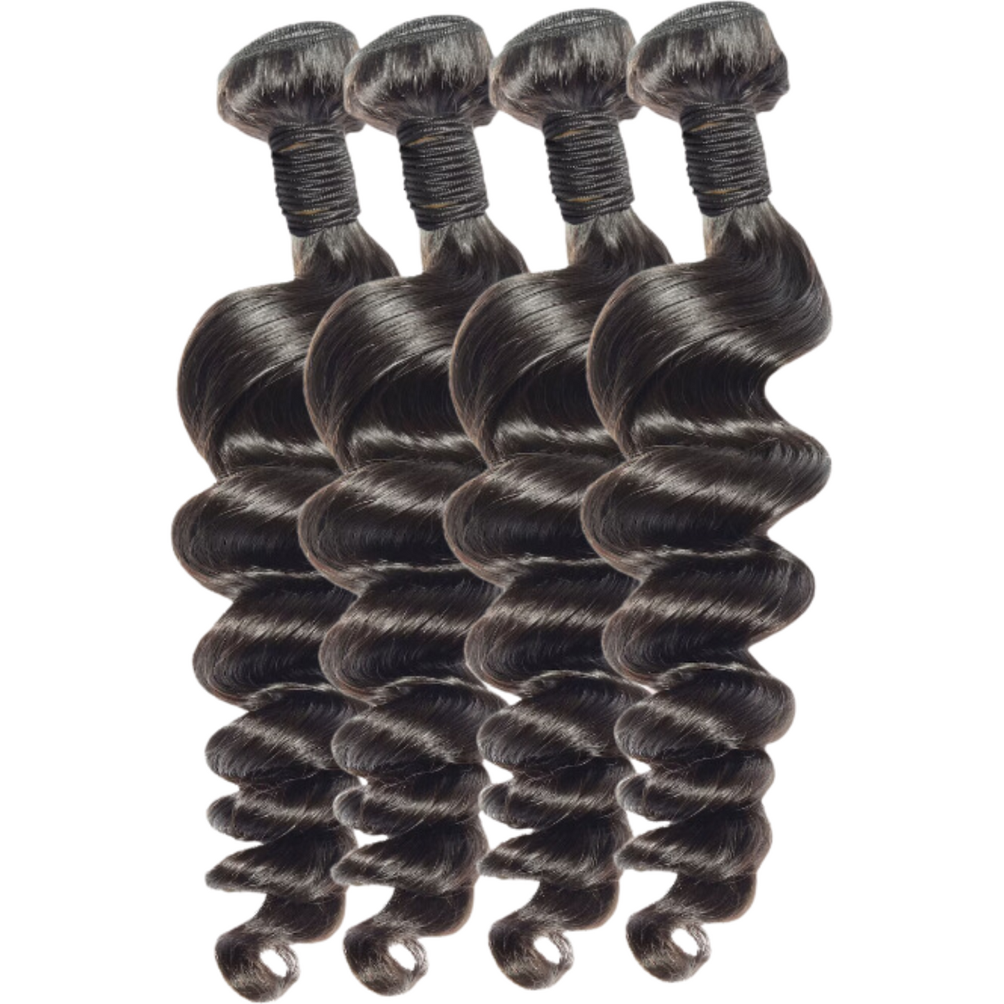 KBHconcepts 10-30 Inch Loose Wave Luxury Virgin Hair Bundles # 1B Natural Black