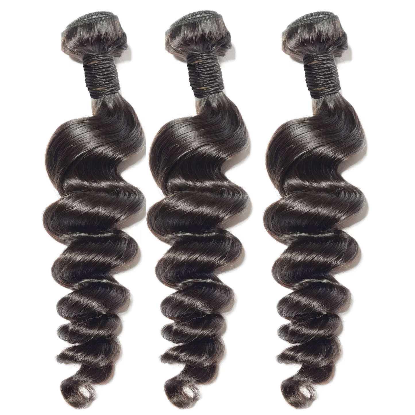 KBHconcepts 10-30 Inch Loose Wave Luxury Virgin Hair Bundles # 1B Natural Black
