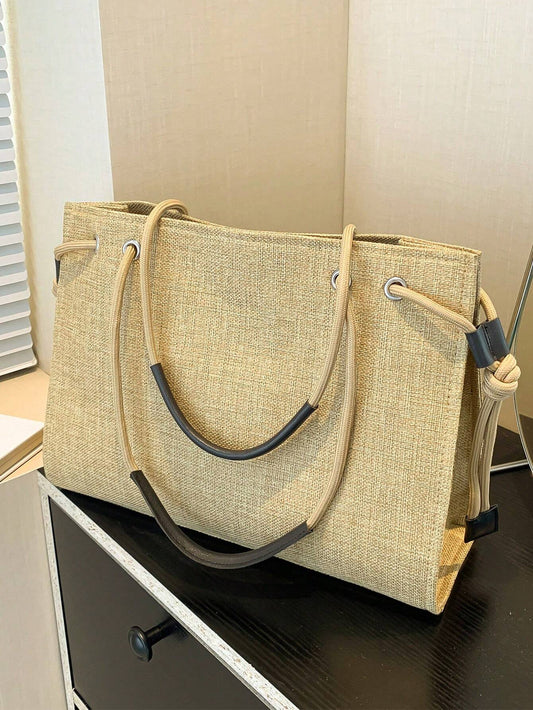 Spacious Lightweight Linen Tote Bag for School, Beach, and Everyday Use