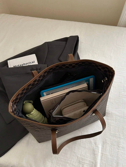 2-Piece Vintage Letter Print Crossbody & Shoulder Bag Set for Women