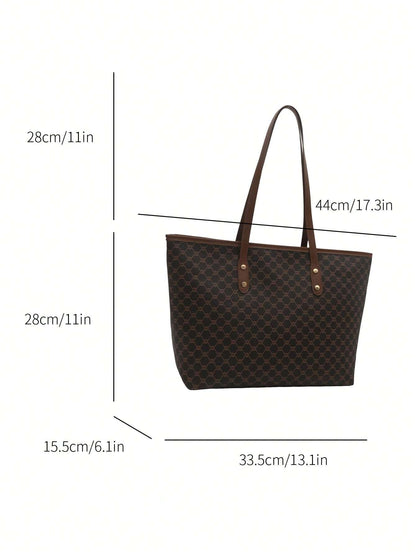 2-Piece Vintage Letter Print Crossbody & Shoulder Bag Set for Women