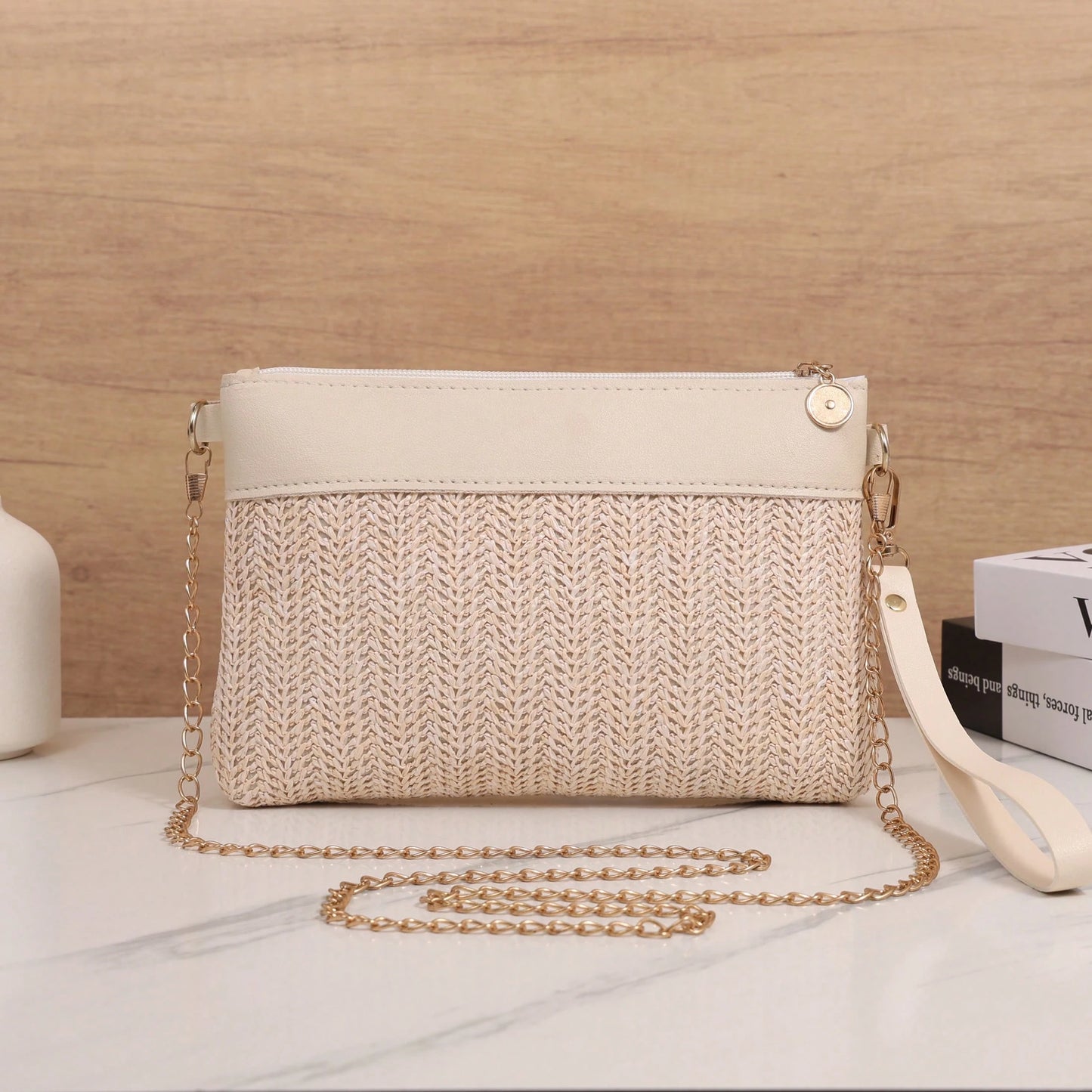 Sequin-Accent Women’s Shoulder & Crossbody Bag – Perfect for Summer and Beach Trips