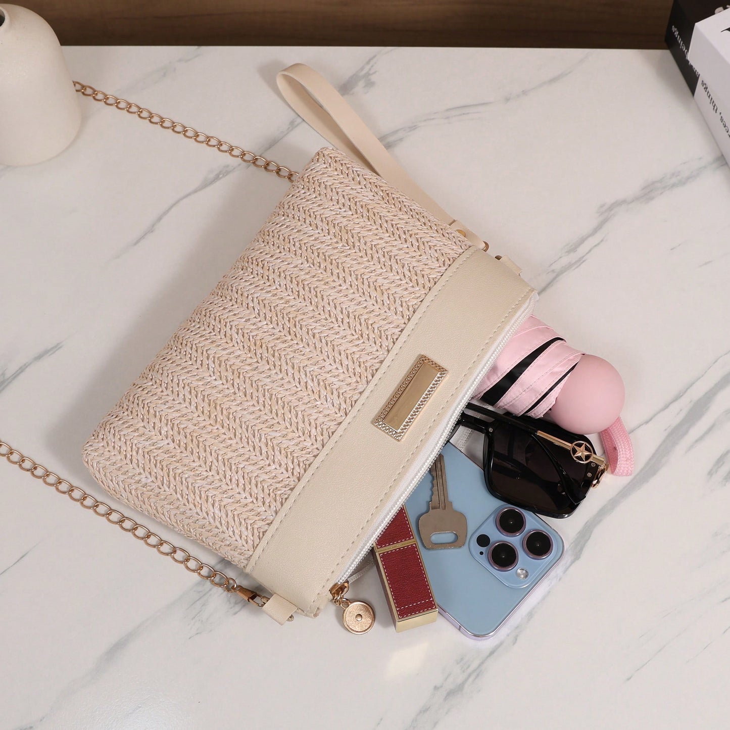 Sequin-Accent Women’s Shoulder & Crossbody Bag – Perfect for Summer and Beach Trips