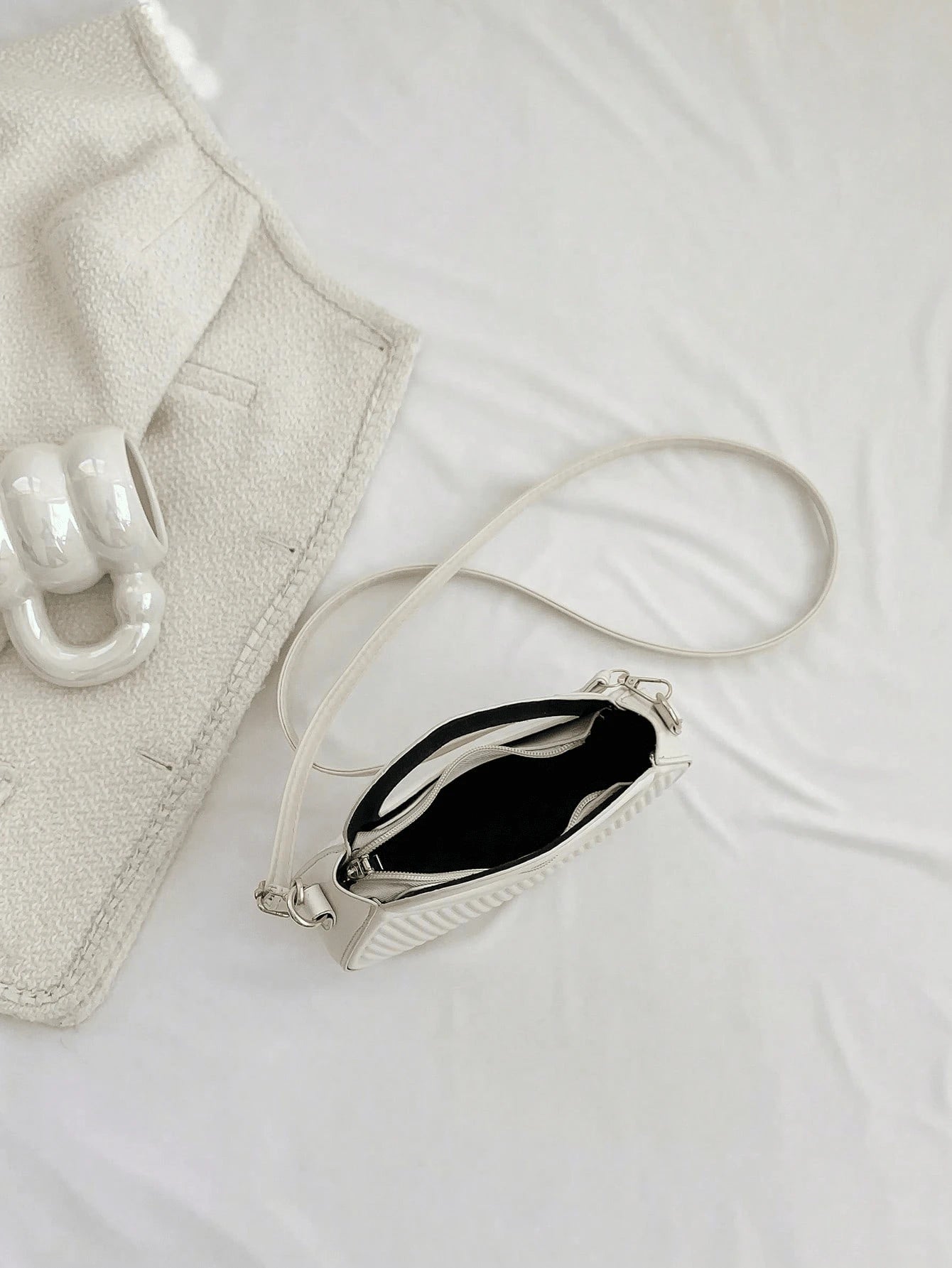 Elegant Women’s Crossbody & Handbag. Striped Embossed Design with Double Handles