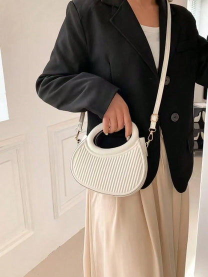 Elegant Women’s Crossbody & Handbag. Striped Embossed Design with Double Handles