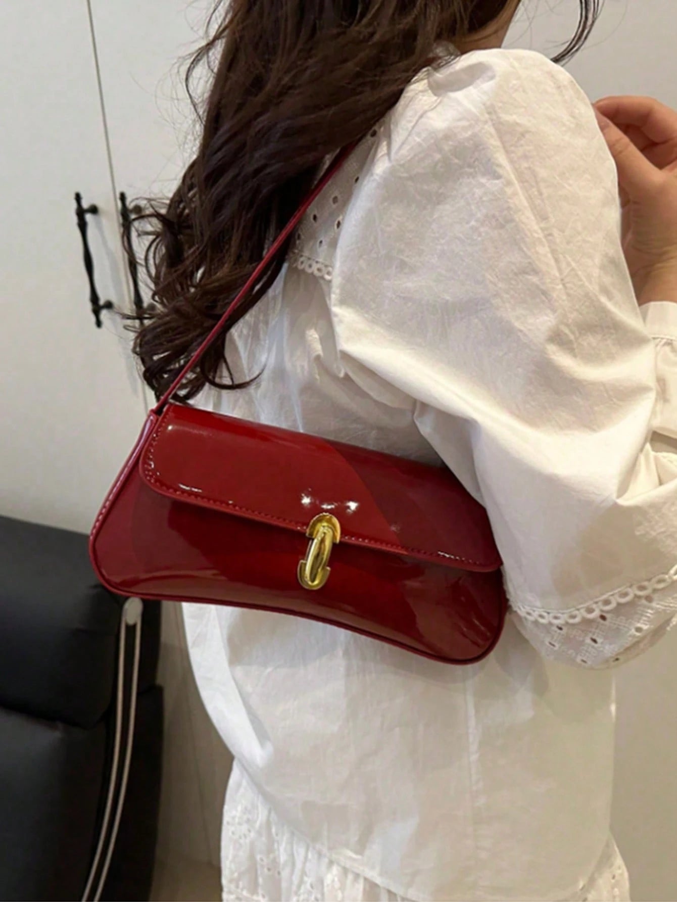 Women's Luxury Fashionable Vintage Faux Oiled Leather Flap Decor Shoulder Underarm Bag, Suitable For Date Night, Dating, Outing, Party