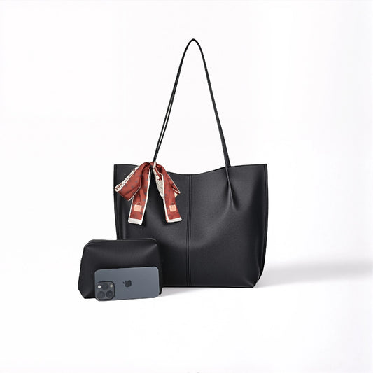 2-for-1 Elegant Leather Tote Bag – Large, Lightweight Shoulder Bag for Women