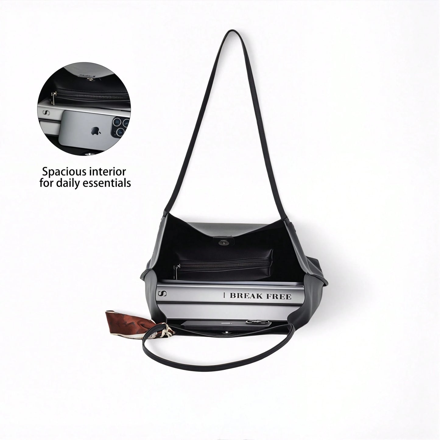 2-for-1 Elegant Leather Tote Bag – Large, Lightweight Shoulder Bag for Women