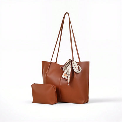 2-for-1 Elegant Leather Tote Bag – Large, Lightweight Shoulder Bag for Women