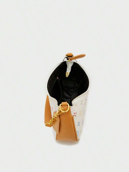 Trendy Printed Waterproof PU Shoulder Bag. Classic French-Style Underarm Design