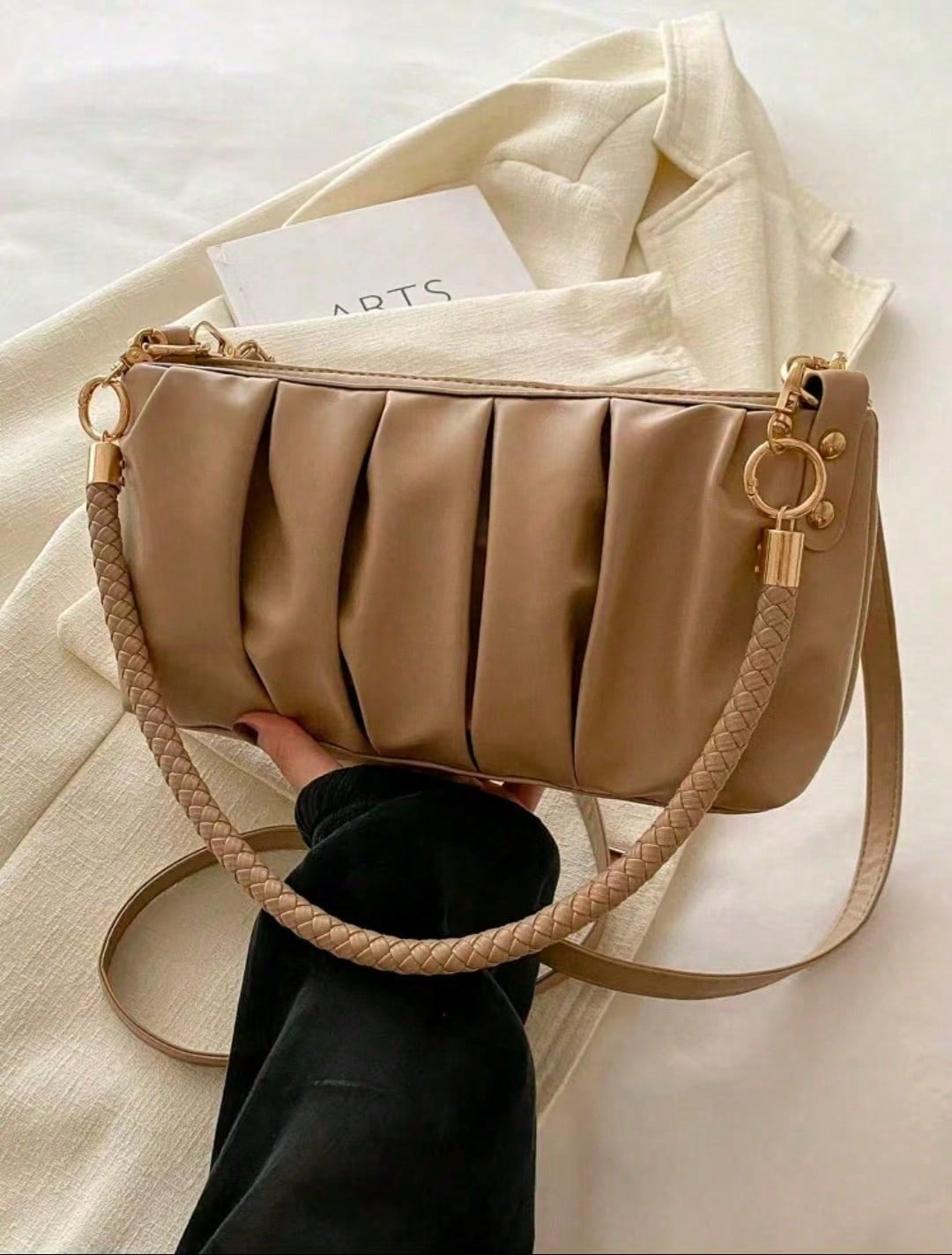 Chic Pleated PU Leather Shoulder & Crossbody Bag for Women