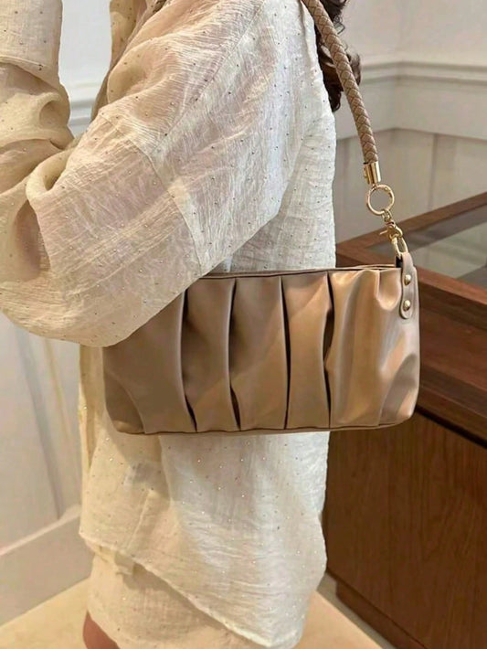 Chic Pleated PU Leather Shoulder & Crossbody Bag for Women