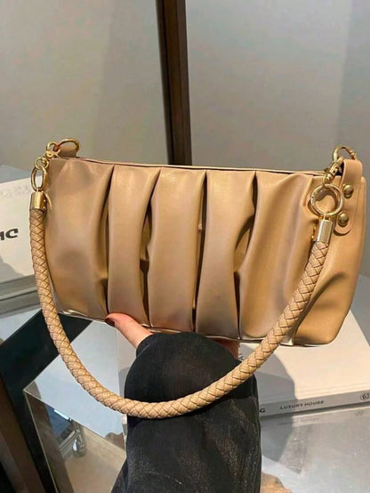Chic Pleated PU Leather Shoulder & Crossbody Bag for Women