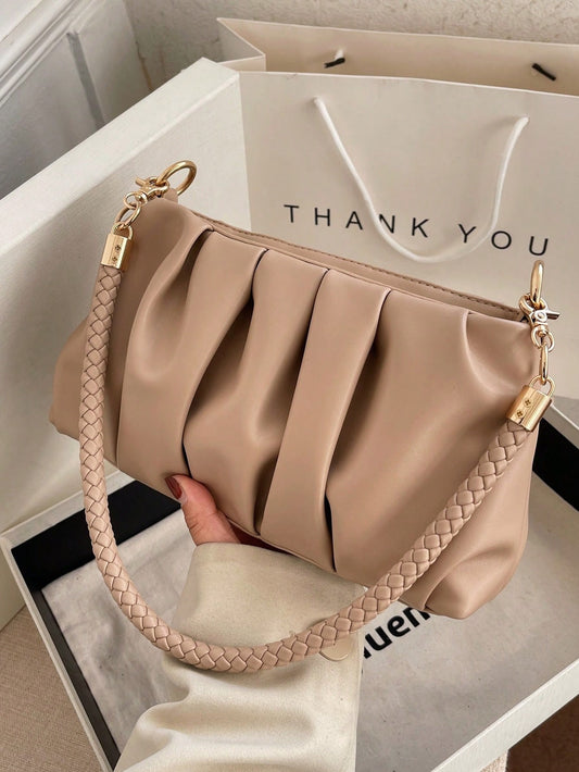 Chic Pleated PU Leather Shoulder & Crossbody Bag for Women