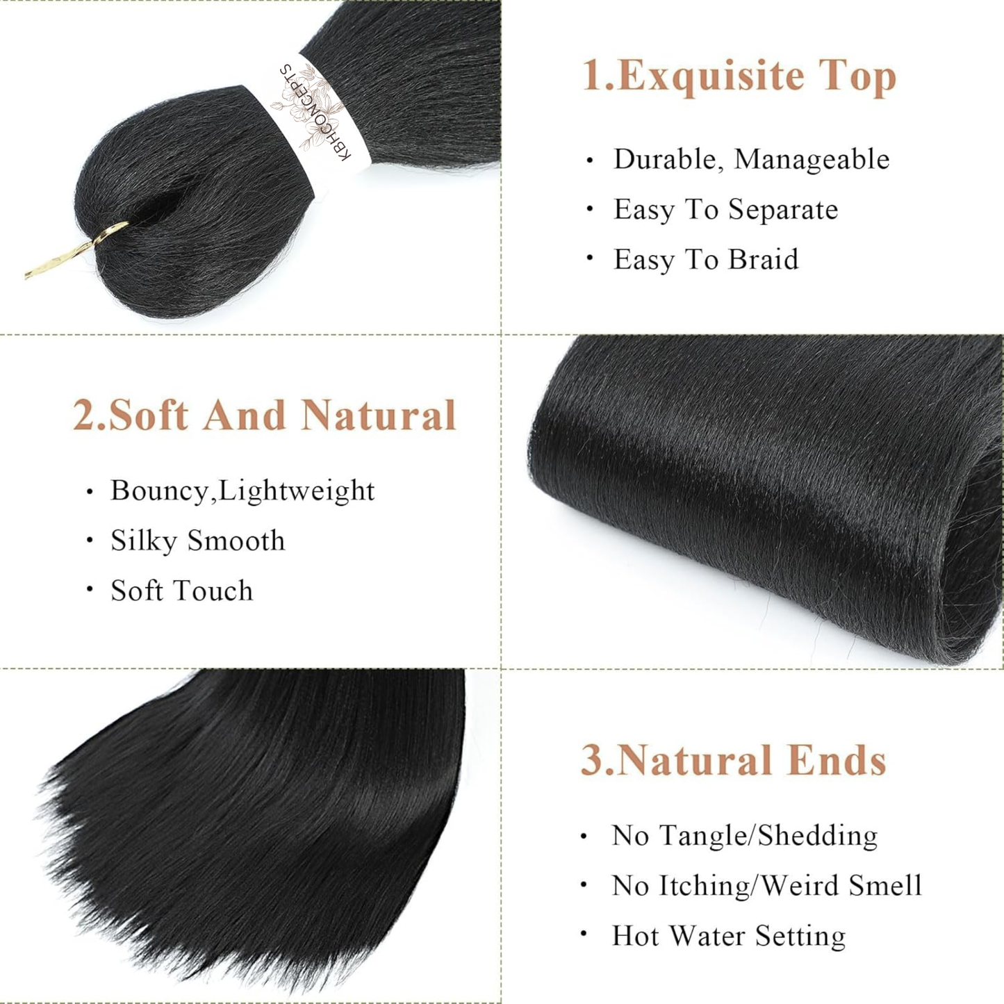 (1B) Braiding Pre-Stretched Soft Yaki Texture hair