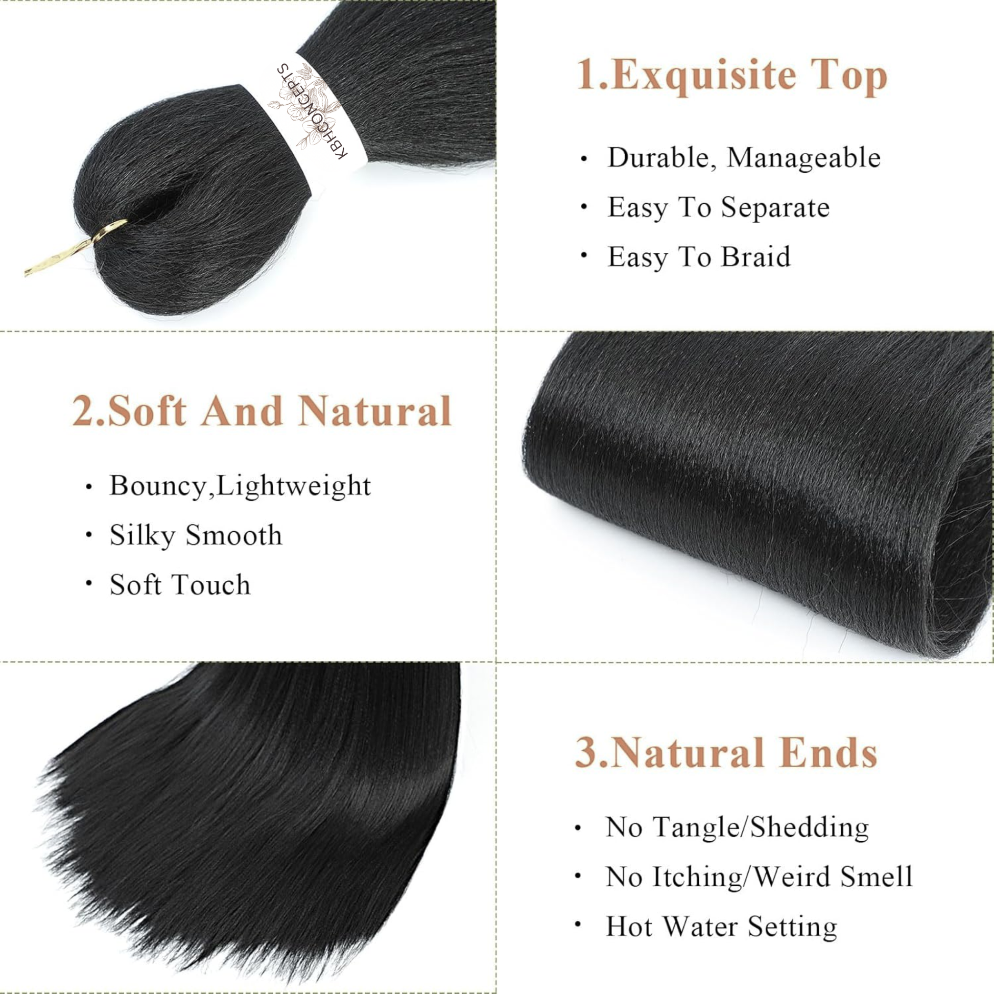 (1B) Braiding Pre-Stretched Soft Yaki Texture hair