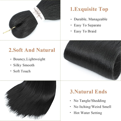 (1B) Braiding Pre-Stretched Soft Yaki Texture hair