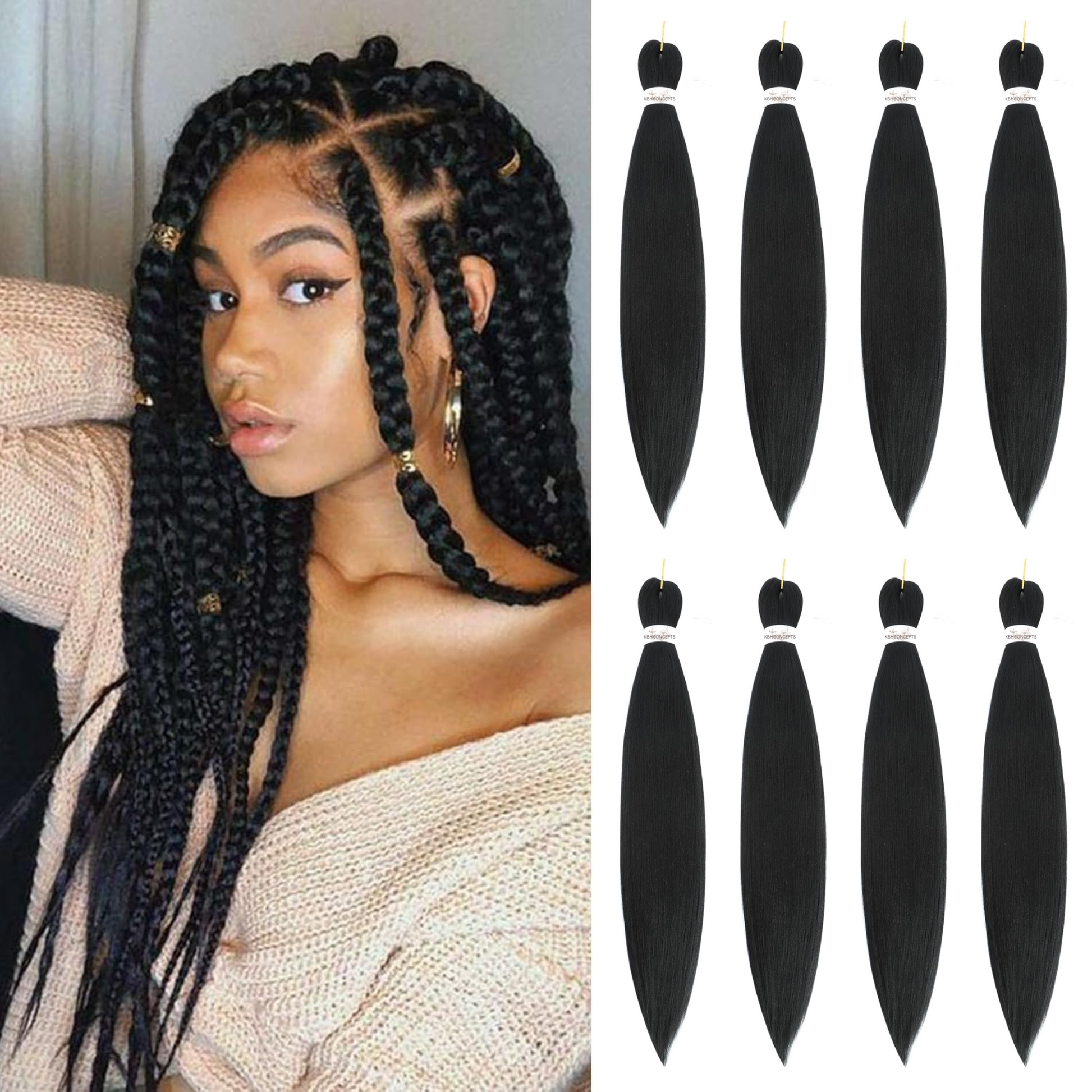 (1B) Braiding Pre-Stretched Soft Yaki Texture hair