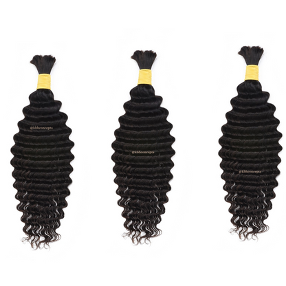 Deep Curly Water Wave Hair Bulk No Weft Unprocessed Best For Hair Braiding -12A, Micro Braiding, Boho Braids