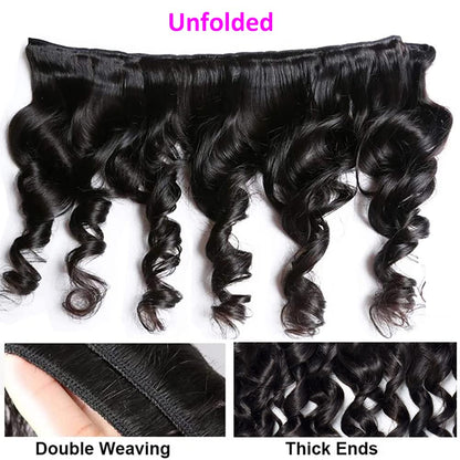 KBHconcepts 10-30 Inch Loose Wave Luxury Virgin Hair Bundles # 1B Natural Black