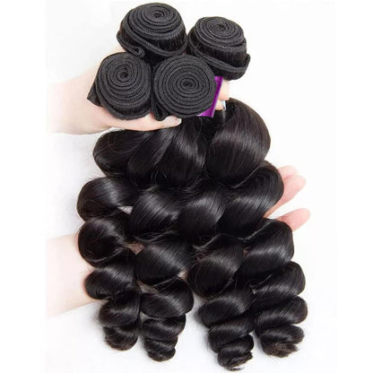 KBHconcepts 10-30 Inch Loose Wave Luxury Virgin Hair Bundles # 1B Natural Black