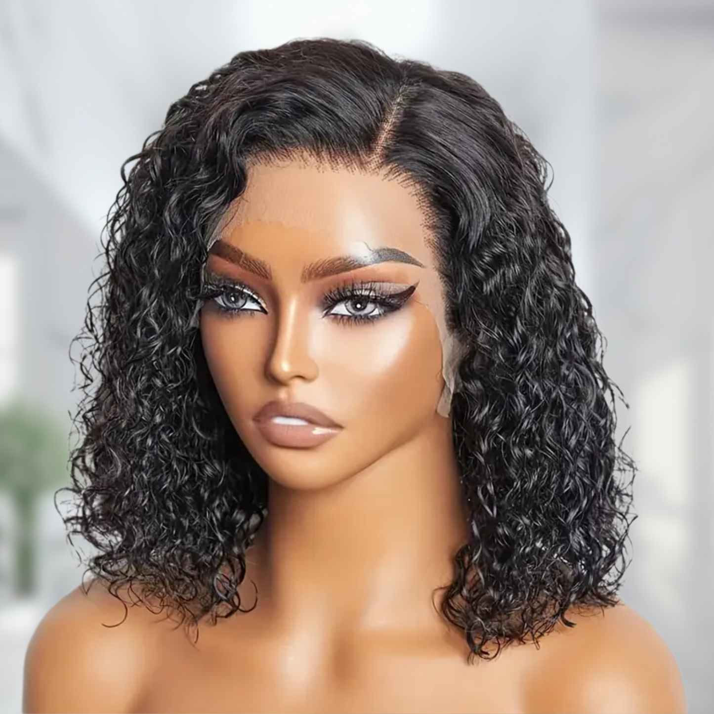 Pre-Plucked Lace Curly Bob Wig 200% Density
