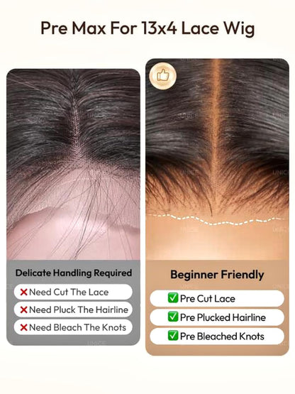 2-in-1 Straight & Water Wave Human Hair Wig – 13x4 Glueless Lace Front with Adjustable Drawstring, Pre-Plucked Hairline, Pre-Cut Lace & Bleached Knots, 20"