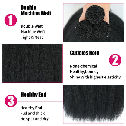 Yaki Straight Brazilian Bundles Virgin 100%Unprocessed Natural Human Kinky Straight Hair Bundles
