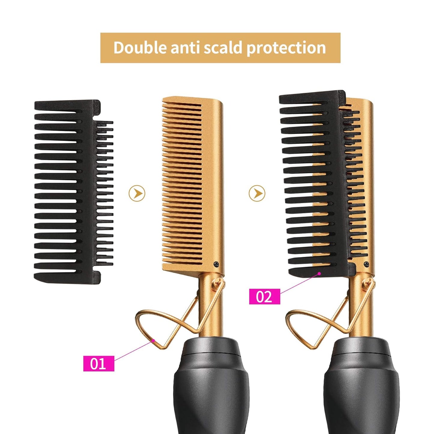 Hot Comb Hair Straightener Pressing Combs - Ceramic Electric Straightening Comb for Natural Black Beard Wigs Holiday Gift