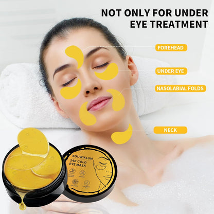 24K Gold Hydrogel Face Patches – 70PCS Multi-Use Eye & Face Masks for Dark Circles, Puffiness, Fine Lines & Wrinkles