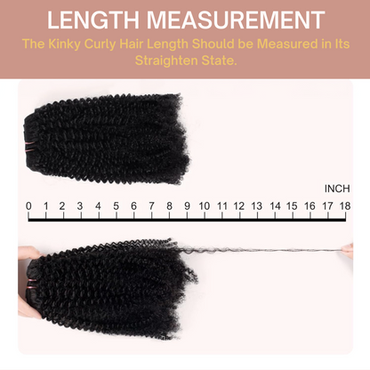 Kinky Curly Clip-Ins Human Hair For 3C & 4A Texture Hair Extensions Full Head for Black Women with 20Clips Natural Black