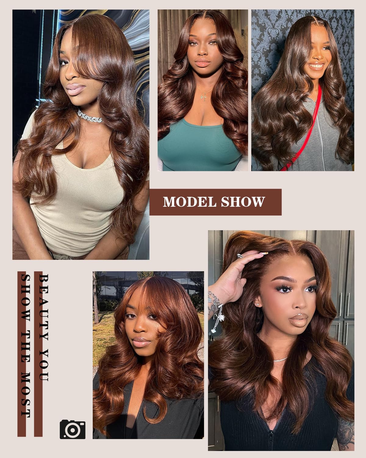 Brazilian Body Wave Hair Bundles with Lace Closure. 10A Light Brown Virgin Hair with Natural Baby Hair. Includes 3 Bundles and a Matching Lace Closure for a Seamless, Full Look.