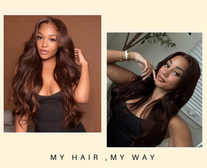 100% Human Hair Glueless Auburn Brown 13×4 Pre-Everything Lace Frontal Loose Wave Wig Invisible Drawstring, Face Framing Layers, 150% Density