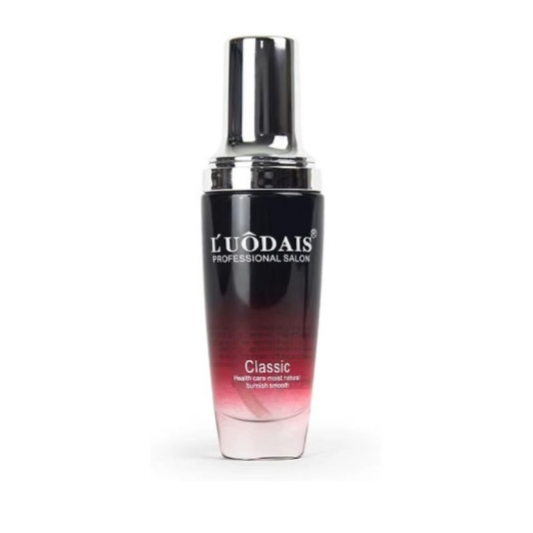 L'UoDais Professional Salon Classic hair care mask in a black and red gradient bottle with a silver cap, on a white background.